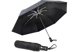 Jiancrate Regenschirm Sturmfest, Taschenschirm Mit 8 Rippen, Kompakter Falt-Regenschirm, Winddichter, Auf-Zu-Automatik, Teflonbeschichtung, Ergonomischer Griff, Sonnenschirm Regenschirm Klein