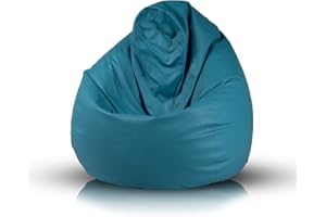 Bepouf - Pouf a Sacco Media Vuoto 70Øx110H cm 220L 100% Ecopelle Turchese no Imbottito, Pouf Poltrona Salotto Camera da Letto, Puffo per Sedersi Comodo Lavabile Poltrona Sacco Anallergica Impermeabile