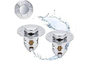 Zenovate Tappo Lavandino Bagno, 2 Pezzi Tappo Bidet Pop up, Tappo Vasca da Bagno Universale, Tappi Per Lavandino Bagno Click Clack, Tappo di Scarico Con Filtro Anti Clogging (34-40 mm)