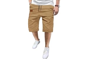 TARAINYA Short Homme Coton éTé Taille Elastique avec Poches Short Chino Homme Regular Fit