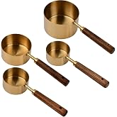 ARVALE 4&rsquo;l&uuml; Ahşap Saplı &Ouml;l&ccedil;&uuml; Kaşığı Seti &ndash; 250/125/80/60 ml Paslanmaz Metal