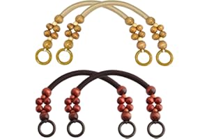 Zasiene Asas de Madera de Nailon 4 Piezas Asas Nailon Correas Asa de Bolso Hecha A Mano de Bricolaje Asas de Bolso para Hacer Bolsos Asa Recambio DIY para Bolso Asas de Madera DIY Repuestos de Asas