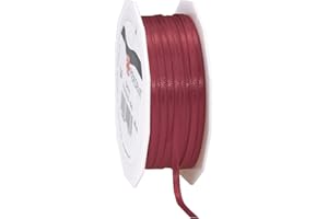 PRÄSENT C.E. Pattberg Satin Bordeaux, 50 m Satinband zum Einpacken von Geschenken, 3 mm Breite, Geschenkband zum Dekorieren & Basteln, Dekoband, Anlass