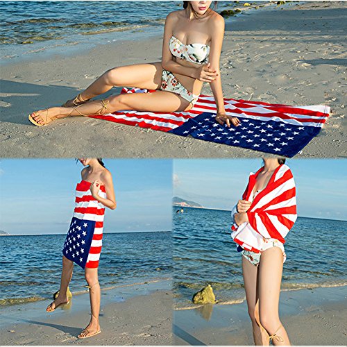BLUESTAR Mikrofaser-Strandtuch für Herren Damen, schnelltrocknendes Badetuch, 140 x 70 cm usa-flagge - 5