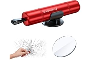 Yesimola Brezza vetri taglio cintura 2 in 1, martello frangivista auto, taglio cintura di sicurezza strumento di evacuazione con emergenza martello rompighiaccio auto (Bright Red)