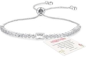 GEMAURA Silver Bracelet for Women Adjustable Bracelets for Womens Cubic Zirconia Tennis Bracelet Sterling Silver Bracelet Birthday Jewellery Gifts for Women Ladies