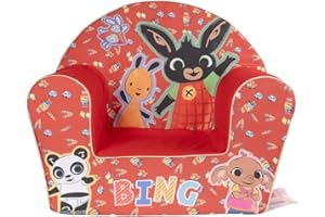 TATAWAY IN VIAGGIO SI CRESCE Tataway Poltroncina Bing per Bambini - Comoda e Sicura, Design Divertente con Bing e Flop - Perfetta per Camerette e Angoli Gioco (Rosso)