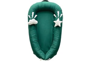 bimocosy Babynest Kuschelnest Kokon mit Griffen für Babys, Reisebett, Babykoko mit Feder Muster aus 100% Baumwolle,85x48 cm,als Geschenk für Neugeborene Säuglinge