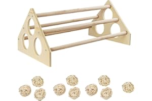 N\A Allazone Huhn Sitzstangen Hühnersitzstange aus Holz Sitzstange mit 10 Stück Rattankugeln für Hühner aus Holz, für Hühner, Hahn, große Papageien