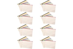 Niukuyu 40Pcs Canvas Cosmetic Bag Canvas Zipper Bag Pencil Case DIY Travel Handmade Bag DIY Craft School Multicolor Zipper