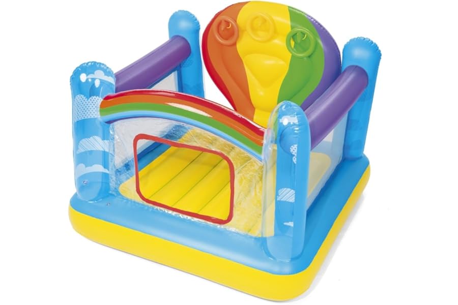 Bestway Kids Hot Air Balloon Bouncer Bouncy Castle with Built-In Trampoline and Toss Game