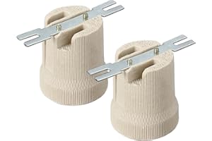 Ganquer Ceramic Porcelain E27 Light Socket - Edison Screw E27 Lamp Holder for LED, CFL, Vintage Light Mount (2 Pcs)