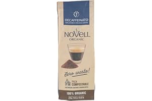 CAFES NOVELL NOVELL - Café Descafeinado Molido Natural Residuo 0 250g | Café Molido Natural Ecológico con Notas Cítricas y Florales |Uso Práctico con Compromiso Ambiental | Café Arábica 100% Ecológico de Calidad