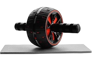 Noxtioanip Roue Abdominale, Roulette Abdominaux avec Tapis Charge Max 150 kg Ab Wheel avec Poignées Mousse Ergonomiques, Ab Roller Unisexe pour La Maison et Le Gymnase(Noir et Rouge）