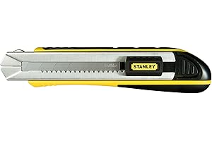 Stanley 0-10-486 Cutter Gamme Fatmax à Lame Rétractable Largeur 25mm - Chariot Inoxydable - Blocage et Rechargement Automatique - Fourni avec 4 Lames