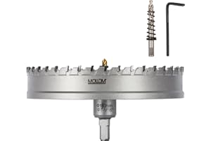 Mollom (180mm | 7-1/16'') Lochsäge T.C.T Schwerlast-Hartmetall-bestückt mit 2 Führungsbohrern für Edelstahl, Baustahl, Eisen, Kupfer, Messing, Kunststoff