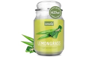 ‎SMØLA smøla Große Duftkerze im Glas I Lemongrass 625ml - Kerze bis zu 140 Stunden Brenndauer I vegane Sojawachs-Kerze I perfekte Geschenkidee