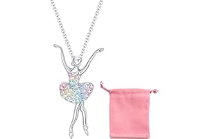 NyxSeat 1 collar de estilo bailarín, 1 bolsa de almacenamiento de joyas, collar de joyas para niños, colgante de cristal de hadas, regalo de cumpleaños para niñas, Vidrio