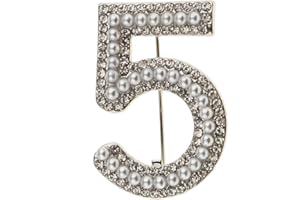 Dolity Damen Nummer 5 Form Brosche -Kristall Strass Pin Anstecknadel Broschennadel - Silber