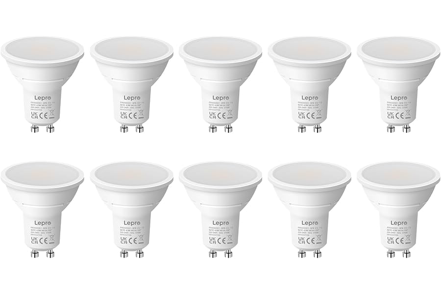 Lepro GU10 LED Bulbs, Warm White 2700K, 4.5W 345lm, 50W Halogen Spotlight Bulb Equivalent, Energy Saving GU10 LED Light Bulbs, 100° Wide Beam, Non-dimmable, Pack of 10