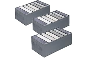 kiximay Kleiderschrank-Organizer 3 Stück, Schubladen-Organizer 7 Fächer, Ordnungssystem-Kleiderschrank faltbar, Organizer Schublade für Tshirts, Unterwäsche, Socken