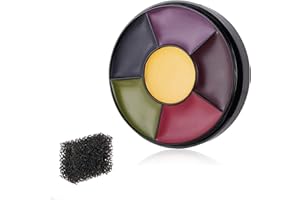 Go Ho 6 Colors Bruise Makeup Set for SFX,Bruises Wheel for Body Oil Paint Theatrical Halloween Fevstival,Face Paint Makeup Materials for Special Effects with Sponges