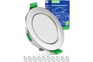 HOMEOW LED Spots 230 V nickel 55 mm – 68 mm hålmått, 4 W LED infälld | Varm vit neutral vit kall vit, infälld belysning takspotlight installation ultra platt IP44 för badrum, set om 10
