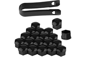 AMACOAM Copri Bulloni Auto 19mm Tappo a Vite Ruota Universale Copridadi per Pneumatici 20 Pezzi Tappi Dado Ruota Nero Tappi Coprivite Coperture Copricerchi Plastica con Strumento di Rimozione per Automobili