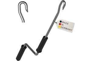 BAUHELD® Markisenkurbel mit Fleischer-Haken [Made in Germany] - Markisenstange aus verzinktem Stahl [140cm] - Hochfester Handgriff aus Kunststoff - Kompatibel mit ovalen Markisen-Ösen - Metall