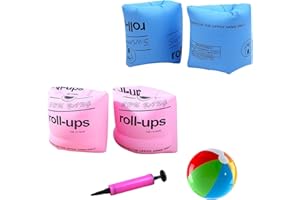 BEIIEB 4 aufblasbare Schwimmen Armbinde, doppelter Airbag verdickte schwimmende Ärmel Wasserärmel schwimmende Armschlaufen mit 1 Luftpumpe und 1 Bunte Strandballons