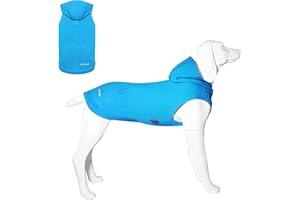 Hunde Hoodie, Hundemantel mit Hut & Taschen & Leinenloch, Weicher und Atmungsaktiver Kapuzenpulli Für Große Hunde Winterhundebekleidung Drinnen Ohne Ärmel Hundekleidung von Kickred (Hellblau-S)
