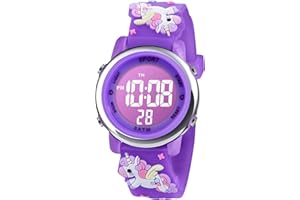 Vicloon Cyfrowy zegarek dla dzieci dziewczyna, migające światło LED 7 kolorów zegarek wielofunkcyjny dziewczyna zegarek jednorożec dziewczyna zegarki dziewczyny dzieci cyfrowy dla dzieci 3-12 lat