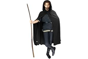 FSUJWOA Black Renaissance Hooded Cape Medieval Clothing Men's Witch Coat with Hood Cape
