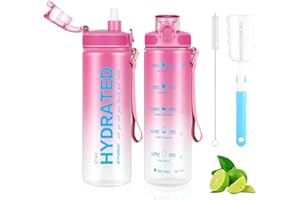 MYFOREST 0.7 Litre/24oz Tritan™ Water Bottle, [Gulp/Sip 2-in-1], BPA-free, Drop-Resistant, Anti-Scratch Time Marker for Motivational Hydration ﻿