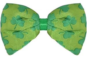 CARROLLS IRISH GIFTS Light Green Irish St. Patrick's Day Elastic Bow Tie With Dark Green Shamrock Design