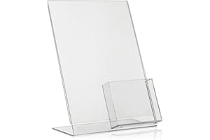 VITADISPLAYS DIN A4 Advertising Stand/L Stand/L Stand with Extra DIN A6 / DIN Long (DL) Compartment as Table Stand Made of Original Plastic Glass