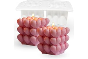 ‎SOYOVO DIY Soyovo DIY Silikonform Kerzenform - Ideal für Wachs oder Seife - DIY zum Selber Gießen - Silikon-Kerzenform - Stumpenkerzen Formen Silikon - Weiß - 2 Herz-Würfel, 16cm x 8,5cm x 6cm