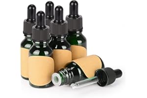 Stonylab Confezione da 6 flaconi contagocce in vetro, vuoti, tappo interno ed etichetta per oli essenziali e fragranze (15 ml, verde)