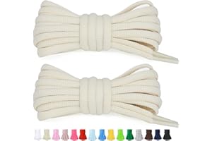 Stepace 1/4" Oval Athletic Shoelaces [2 Pairs] 39"-63" in 15 Colors Half Round Shoe Laces for Sneakers