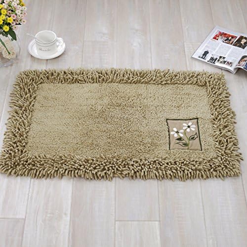 New Chenille Pure color modern simple rectangular cloth embroidered kitchen water suction door Five-star hotel Mat, 100MM * 1500MM, khaki