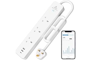 ANTELA Smart Power Strip Energy Monitoring, Wifi Smart Extension Lead with 3 Outlets+3 USB Ports (2 USB A+1 USB C), Work with Alexa, Google Home, Voice Control, Smart Life App, 1.5M, 2.4GHz, 13A
