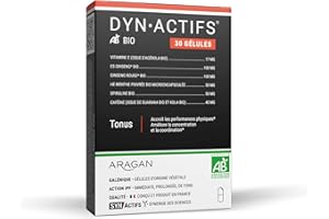 ARAGAN - Synactifs - Dynactifs Bio - Complément Alimentaire Tonus et Vitalité - Ginseng, Caféine, Guarana, Acérola et Vitamine C - 30 gélules - 15 jours à 1 mois de prise - Fabriqué en France