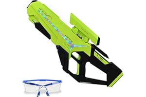 Joellfuner Pistola ad Acqua Elettrica, Fucile ad Acqua Potente con Colorato Luci, Occhiali Protettivi, Autoadescanti, Grande Volume, Pistole ad Acqua Giocattoli da Spiaggia Feste per Bambini (Verde)