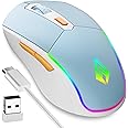 Archer Tech Lab Recurve 700 Wireless Bluetooth 5.3 Gaming Mouse,2.4GHz USB Dongle,3 Device Connectivity,7 RGB Breathing Light, 500mAh USB-C Rechargeable Battery,4 DPI Levels 1200-3200 Ergonomic Design