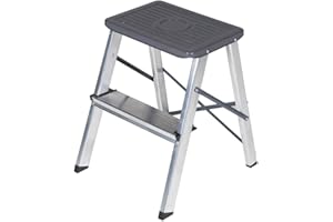 Arcama TA02 Taburete, Gris Plata, 2 peldaños