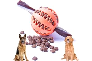 MZQSIY Dog Treat Dispenser Ball Toy Interactive Dog Toys for Boredom Teeth Cleaning Chew Toy Rubber Ball for Puppy Small Dogs (Large 7cm/2.75in, Orange)