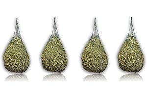 PFERDELINIS Extra Large Hay Net for Horses - 5 cm x 5 cm Mesh - Species-Appropriate Feeding Improved Digestion Hay Bag for Travelling Feeding Bag for Ponies Young Horses Old Horses Goats (4 x Dark Green)