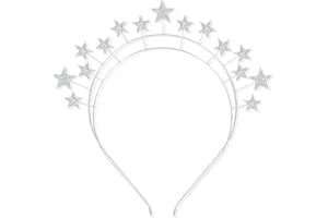MELEAGER Haarreif Sterne Silber, Haarreif Sternen Damen, Glitzer Haarbänder, Stern Haarschmuck, Karneval Haarreif, Geburtstagsfeier Haarband, Sternen Accessoires für Mädchen