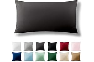 Alreya Renforcé Poszewka na poduszkę 40 x 80 cm – 100% bawełna, z zamkiem błyskawicznym YKK, super miękka poszewka na poduszkę, kolor Antracyt (sama poszewka)