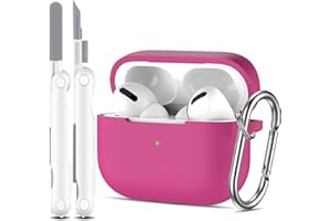 R-fun Custodia protettiva per AirPods Pro Generation con set di pulizia, protezione completa in silicone per custodia di ricarica Apple AirPods Pro 2019[LED anteriore visibile],Rosa Rosa